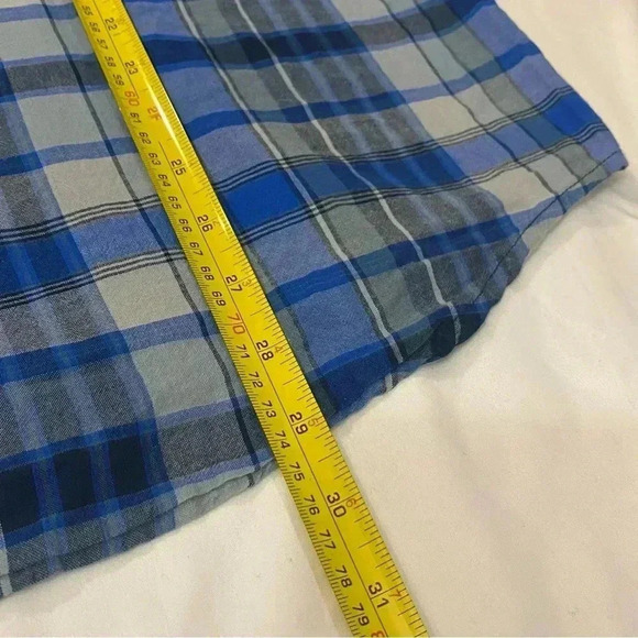 Woolrich men blue button up  short sleeve shirt size XL casual plaid checkered - Picture 5 of 9